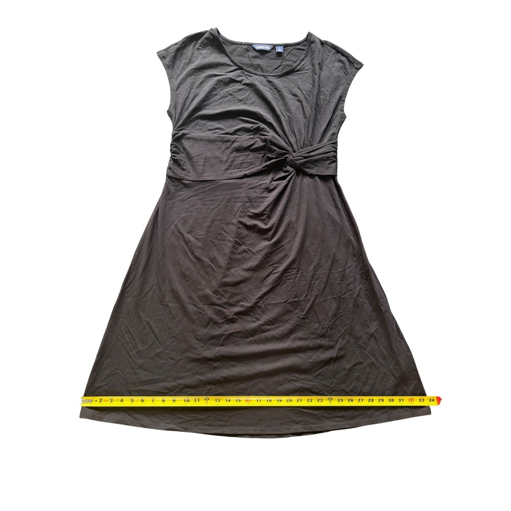 Lands‎ End Womens Gray Twist Front Knit A-Line Dress Short Sleeve Size L 14-16